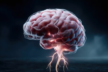 Brain with animated synapse glow lifting heavy mental load