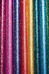 Vibrant rainbow glitter fabric swatches