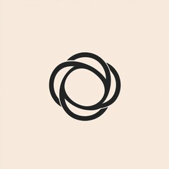Interlocking circles abstract design, beige background, graphic design element