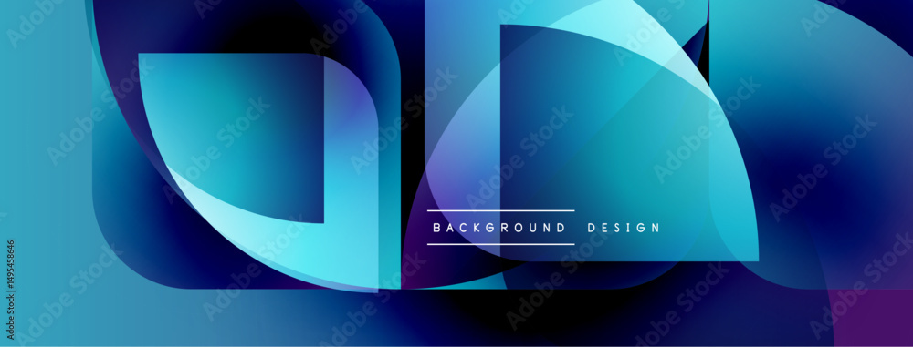 Poster abstract flowing shapes, vibrant blue hues, modern design. gradient colors create dynamic visual eff