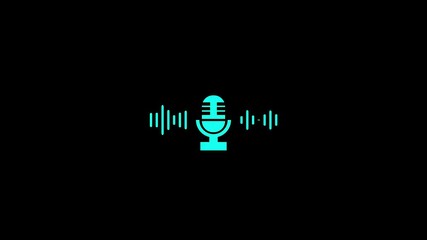 Voice recording and podcast mic microphone button icon animation. Audio microphone icon. Voice record icon. Microphone and sound waves. Audio listening Microphone symbol icon animation. - Powered by Adobe