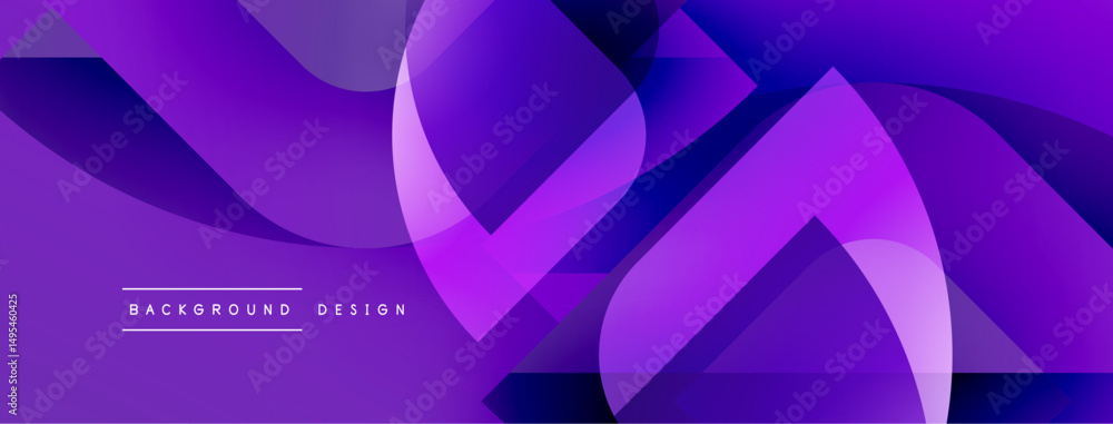 Fototapete Abstract purple design features flowing shapes, gradients. Modern background with text elements, simple composition.