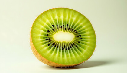 Kiwi Fruit Slice with Seeds and Green Flesh