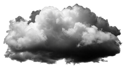 Dark Dramatic Storm Cloud Isolated on Transparent Background with High Contrast Detail for Weather and Design Use.