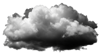 Dark Dramatic Storm Cloud Isolated on Transparent Background with High Contrast Detail for Weather and Design Use.