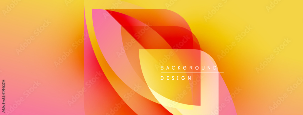 Poster abstract gradient design. pink, orange, yellow hues blend smoothly. modern aesthetic, dynamic shapes