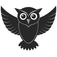 Obraz premium Barn owl with outspread wings silhouette