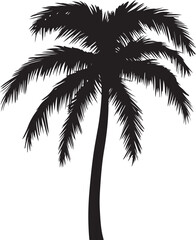Palm Tree Silhouette Vector Illustration on Transparent Background