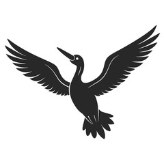 Fototapeta premium Stylized pelican diving silhouette with wing