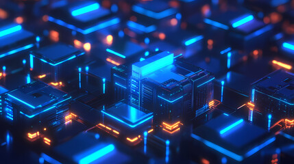 Obraz premium Futuristic Circuit Cityscape