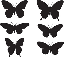 Set of butterfly, butterfly silhouette icon vector illustration isolated on white background