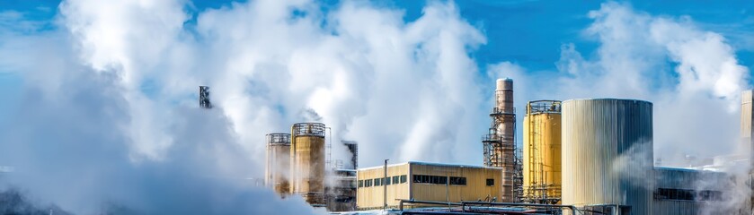 Obraz premium A factory pollution control system in action, filtering emissions for cleaner air