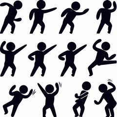 Vector illustration set of black sport silhouettes features people in action like running and jumping athletes playing football and basketball