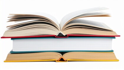 Stack of colorful books isolated on white background