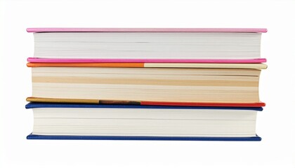 Stack of colorful books isolated on white background