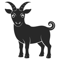 Obraz premium Stylized Black And White Goat Illustration With Playful Smile And Curled Tail