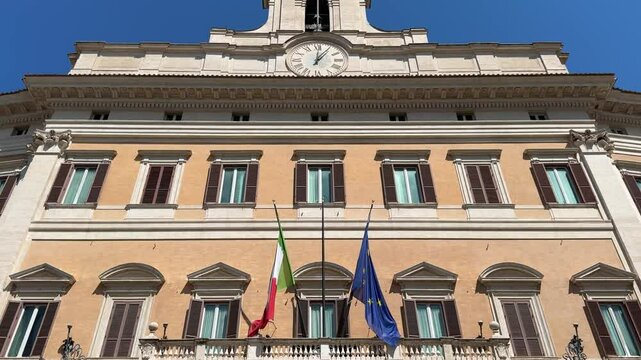 Palazzo Montecitorio in Rome, the seat of the Italian Chamber of Deputies, an elegant Baroque palace blending history, politics, and stunning architecture in the city center.

