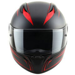 Isolated Black Motorcycle Helmet with Red Accents