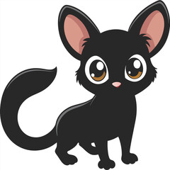 Cute Black Kitten Illustration With Big Eyes And Pink Ears Vector Design