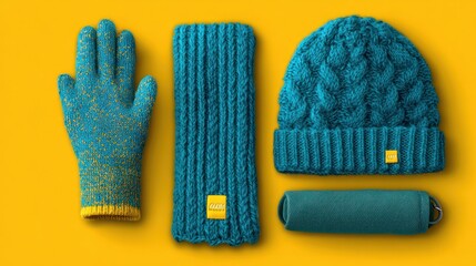 Cozy Winter Collection: Knitted Gloves, Hat, Scarf, and Neck Warmer in Teal
