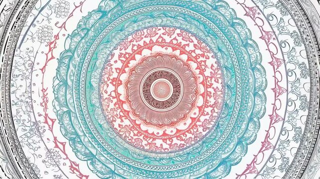 A vibrant red and green abstract design features a geometric pattern with a modern, colorful texture