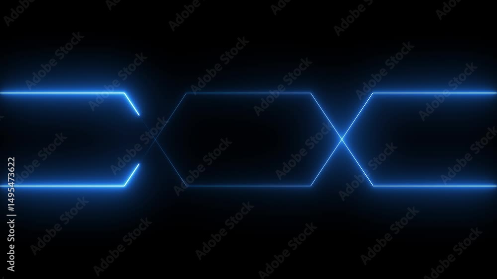 Poster abstract neon light glow line animation 4k video. neon lights lines moving animation. colorful neon 