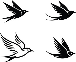 Graceful Flying Bird Silhouette Vectors