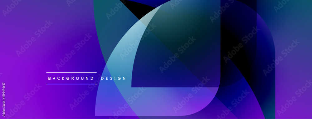 Poster Abstract fluid shapes overlap, creating vibrant purple gradient. Modern design suggests dynamic movement, smooth transitions.