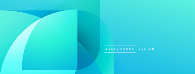 Abstract blue layers create dynamic visual effect. Smooth gradients suggest depth, modern design elements present.