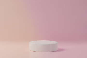 3d podium on pink background. Three-dimensional vector illustration stage. Winner platform for product display, award ceremony, presentation, or competition scene. Realistic, abstract, graphic use.