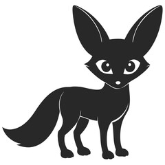 Obraz premium Fennec Fox Silhouette Cute Cartoon Character Big Ears Isolated Vector Illustration