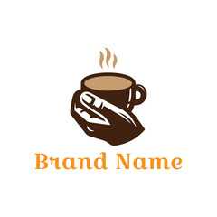 Vector icon illustration of a hot coffee cup with steam, perfect for a cafe logo or breakfast beverage design