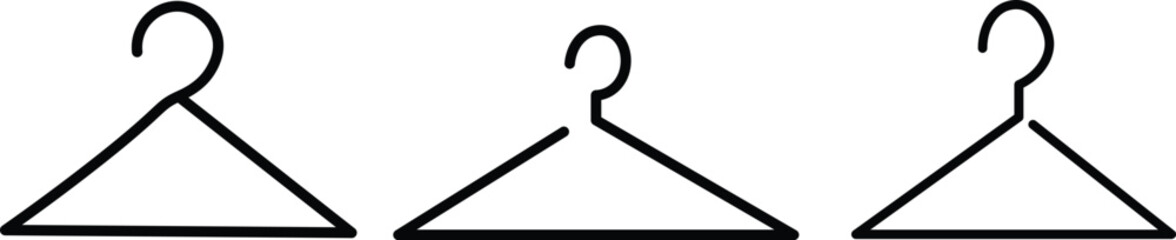 The hanger icon. hanger clothes rack. Different clothes hanger silhouette collection. Wardrobe sign vector.