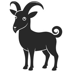 Fototapeta premium Cute Cartoon Goat Silhouette With Curly Tail And Heart Shaped Nose Illustration