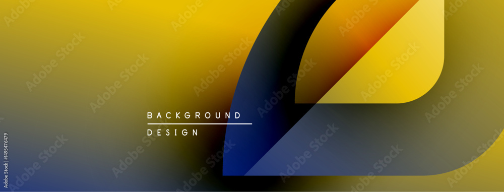Leinwandbilder abstract background features dynamic curves, gradient colors. yellow blends into blue, creating mode