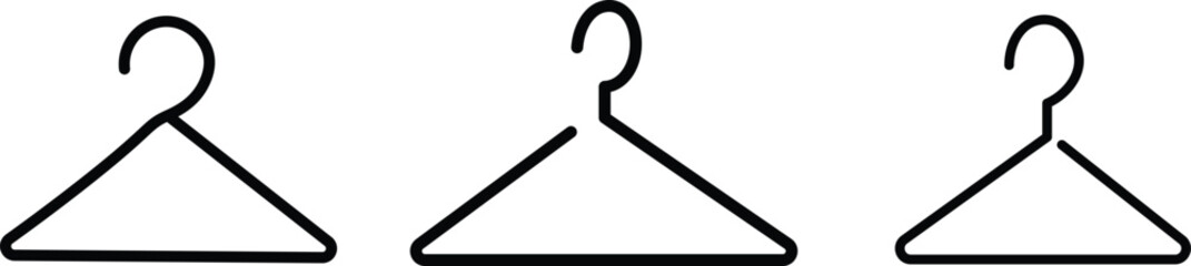 The hanger icon. hanger clothes rack. Different clothes hanger silhouette collection. Wardrobe sign vector.