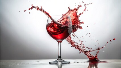 Dynamic Splash of Red Wine in a Crystal Glass