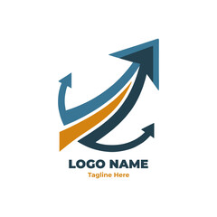 Gradient line art financial logo in vibrant blue tone for corporate branding accounting advisor economic consultant and money planning startup