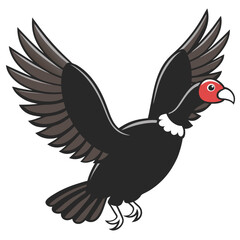 Obraz premium Cartoon Andean Condor Flying Vector Illustration With Wings Spread Out Isolated