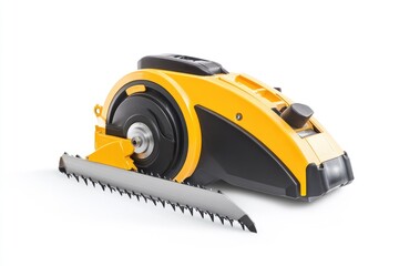 Fototapeta premium Portable, yellow, and black circular saw with retractable blade. Compact, lightweight, and convenient