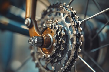 Close-up bicycle gears and chain