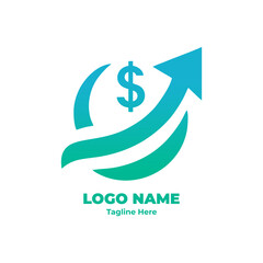 Creative icon style financial logo in blue tone for asset management business planner startup consultant branding accounting and economy services