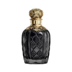 Elegant Black Perfume Bottle Gold Accents Luxury Fragrance Design