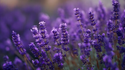 A Field of Vibrant Purple Lavender Blossoms in Full Bloom