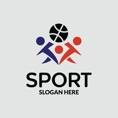 Abstract Basketball Sport Logo Design with Team Players