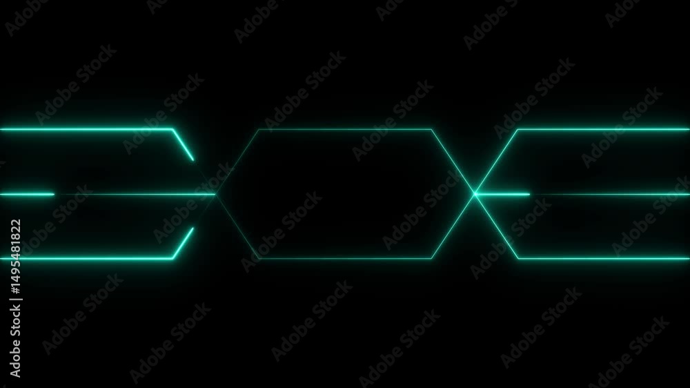 Poster abstract neon light glow line animation 4k video. neon lights lines moving animation. colorful neon 