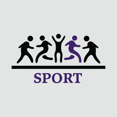 Abstract Sport Team Icon with a Unique Purple Athlete