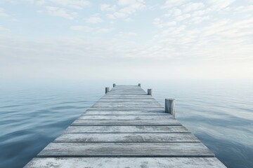 Fototapeta premium Tranquil wooden dock over serene water