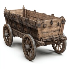 Aged wooden wagon, sturdy and rustic.  A vintage cart, well-maintained