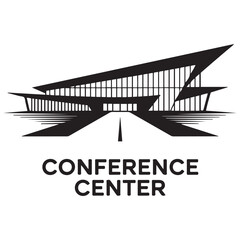 Modern conference center Vector black silhouette. with white background
